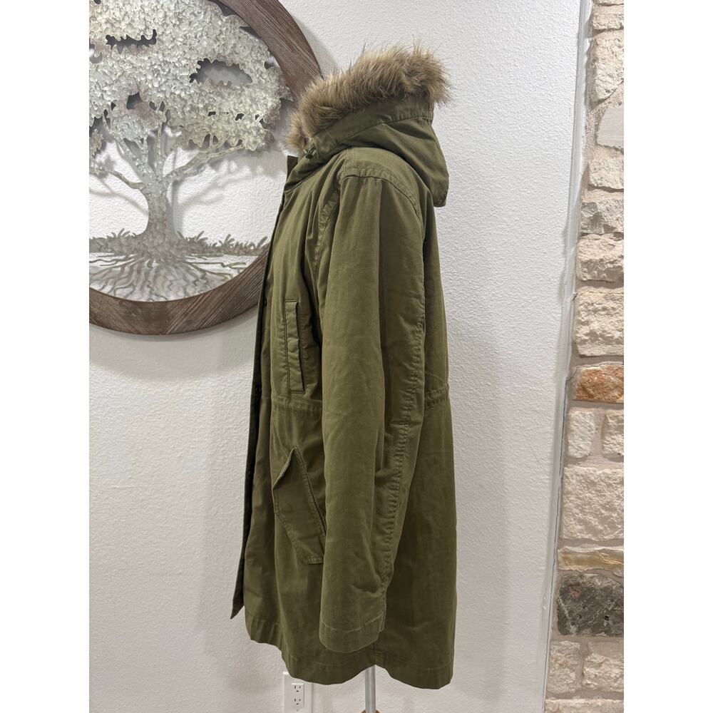 Madewell Bedford Convertible Faux Fur Lined Jacket Parka Anorak Hood Green XL - Picture 5 of 11